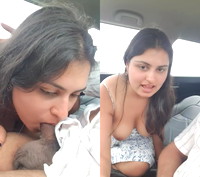 Cute girl show car blowjob
